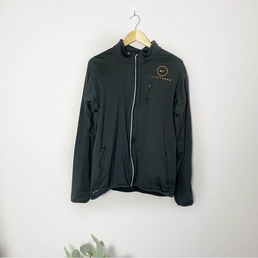 [Nike] Dri-Fit Men's Dark Gray Livestrong Full Zip Up Sweatshirt